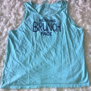 Comfort Colors 100% Cotton Blue Graphic Tank Long Top/Beach Cover-up